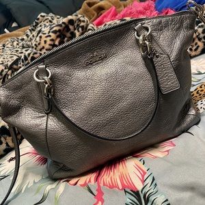 ✨Coach metallic silver crossbody satchel ✨